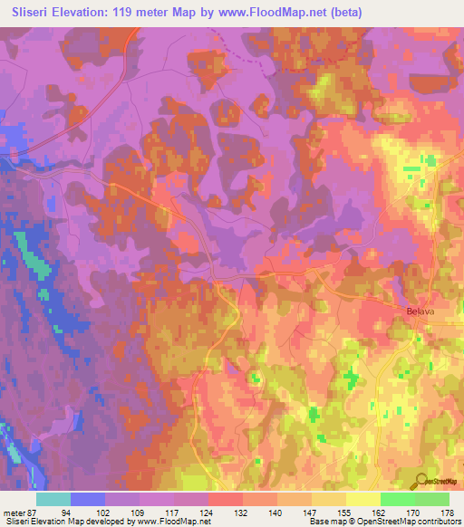 Sliseri,Latvia Elevation Map