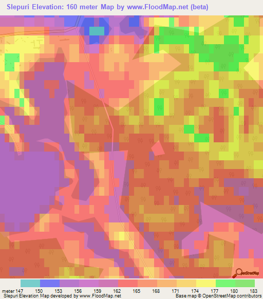 Slepuri,Latvia Elevation Map