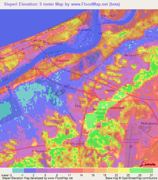 Sleperi,Latvia Elevation Map