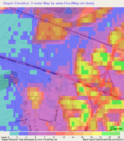 Sleperi,Latvia Elevation Map