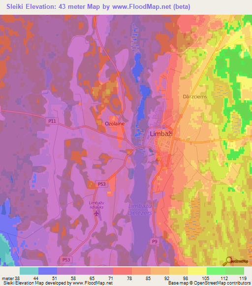 Sleiki,Latvia Elevation Map