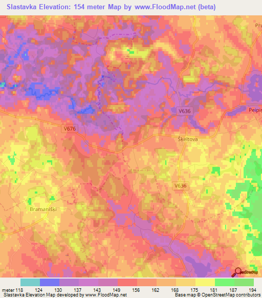 Slastavka,Latvia Elevation Map