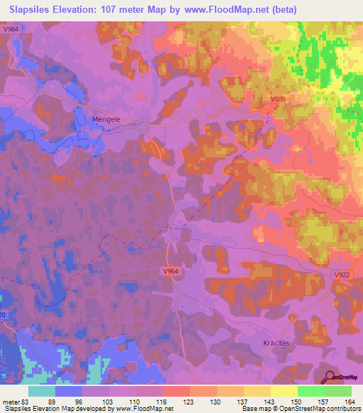 Slapsiles,Latvia Elevation Map