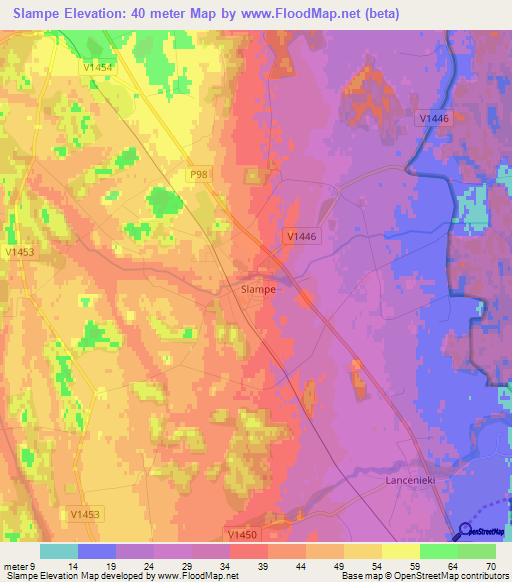 Slampe,Latvia Elevation Map