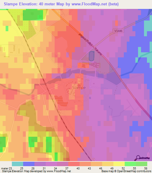 Slampe,Latvia Elevation Map