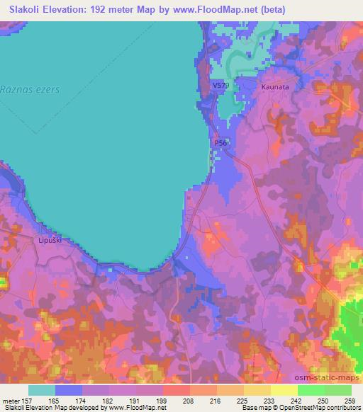 Slakoli,Latvia Elevation Map