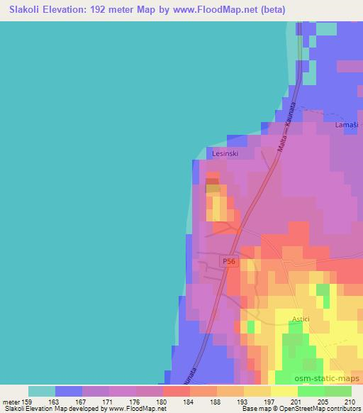 Slakoli,Latvia Elevation Map