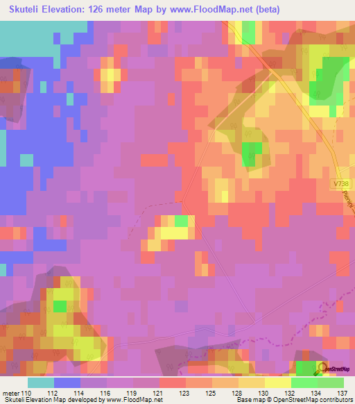 Skuteli,Latvia Elevation Map