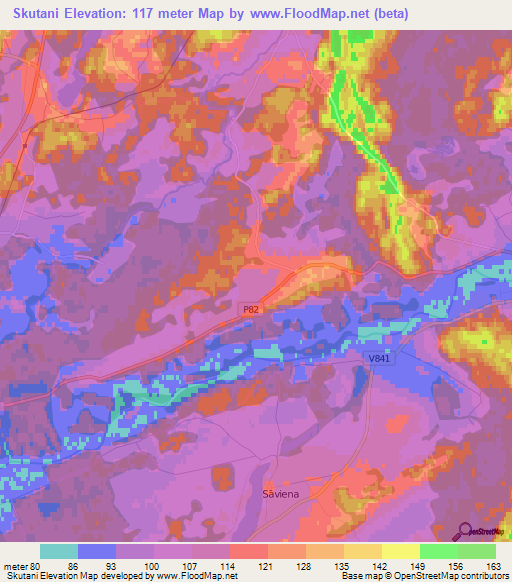 Skutani,Latvia Elevation Map