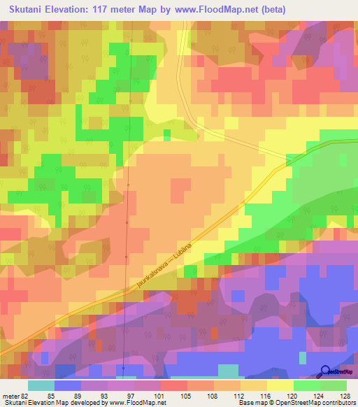 Skutani,Latvia Elevation Map