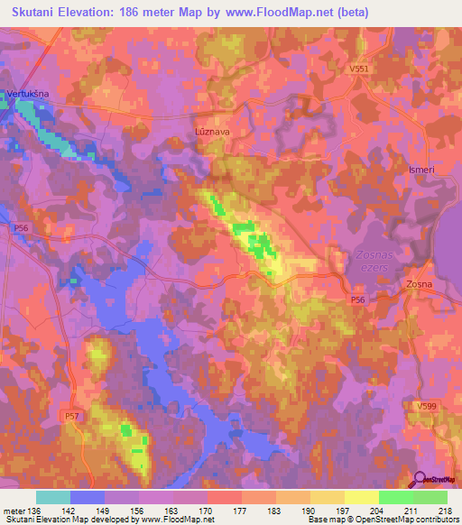 Skutani,Latvia Elevation Map