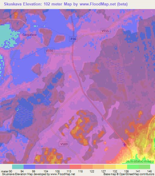 Skuskava,Latvia Elevation Map