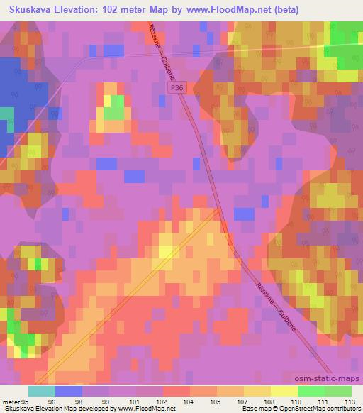 Skuskava,Latvia Elevation Map