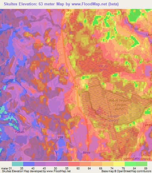 Skultes,Latvia Elevation Map