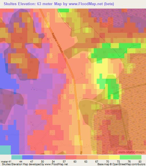 Skultes,Latvia Elevation Map