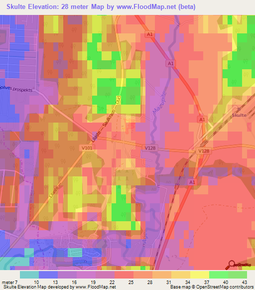 Skulte,Latvia Elevation Map