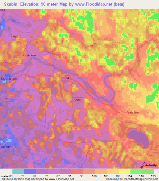 Skubini,Latvia Elevation Map