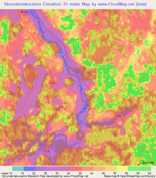 Skrundeniekuciems,Latvia Elevation Map