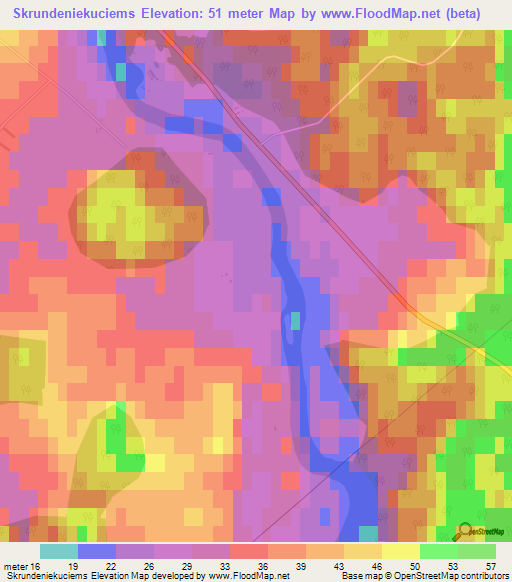 Skrundeniekuciems,Latvia Elevation Map