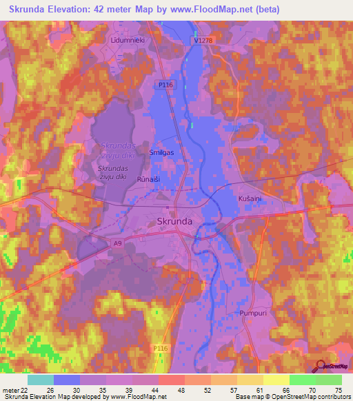 Skrunda,Latvia Elevation Map