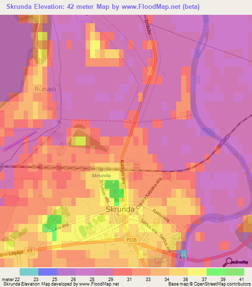 Skrunda,Latvia Elevation Map