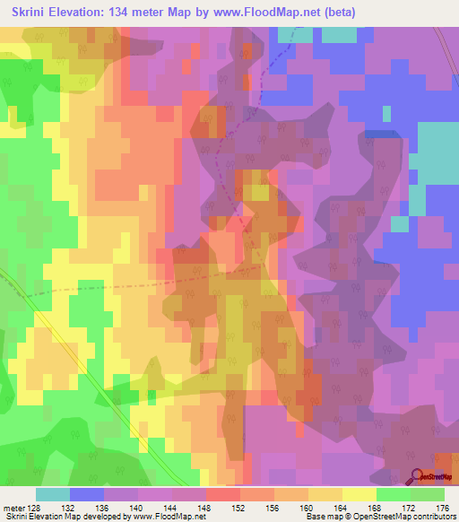 Skrini,Latvia Elevation Map