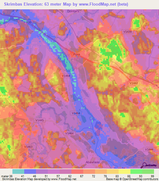 Skrimbas,Latvia Elevation Map