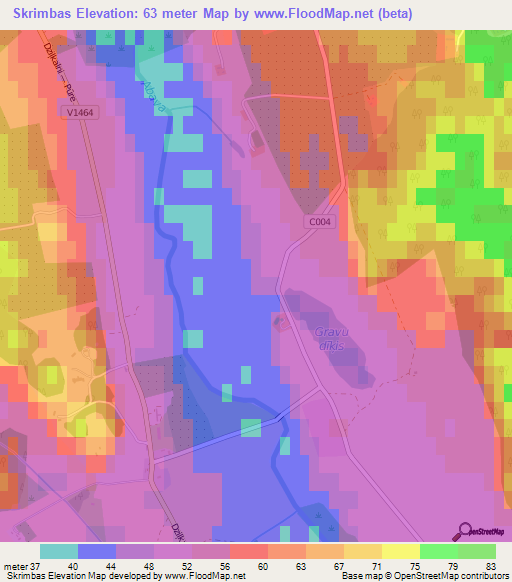 Skrimbas,Latvia Elevation Map