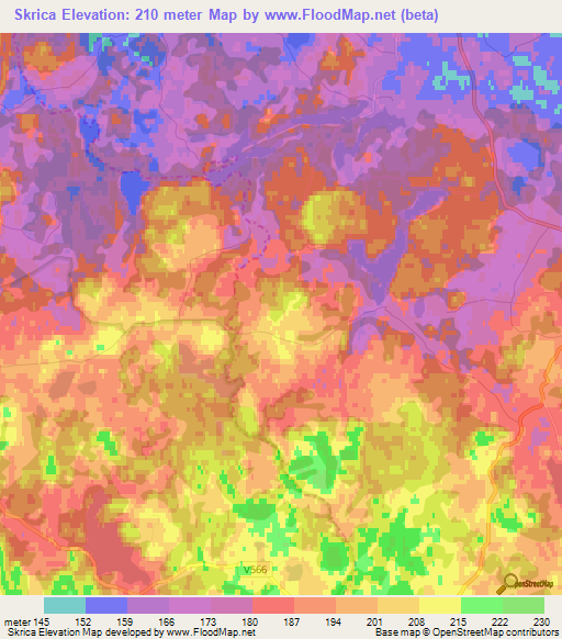 Skrica,Latvia Elevation Map