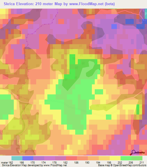 Skrica,Latvia Elevation Map