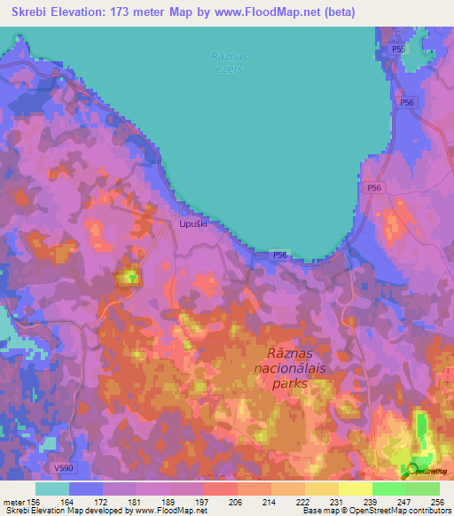 Skrebi,Latvia Elevation Map