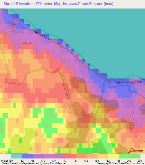 Skrebi,Latvia Elevation Map