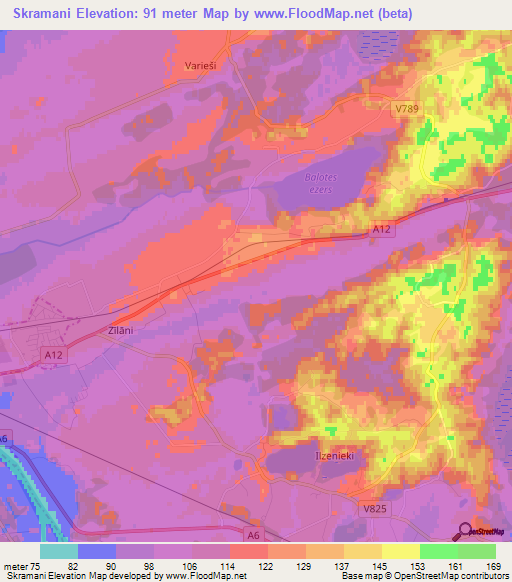 Skramani,Latvia Elevation Map