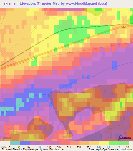 Skramani,Latvia Elevation Map