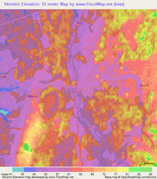 Skirstini,Latvia Elevation Map