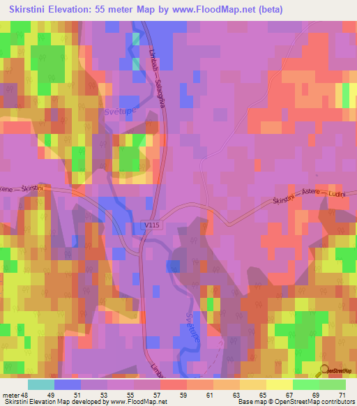 Skirstini,Latvia Elevation Map