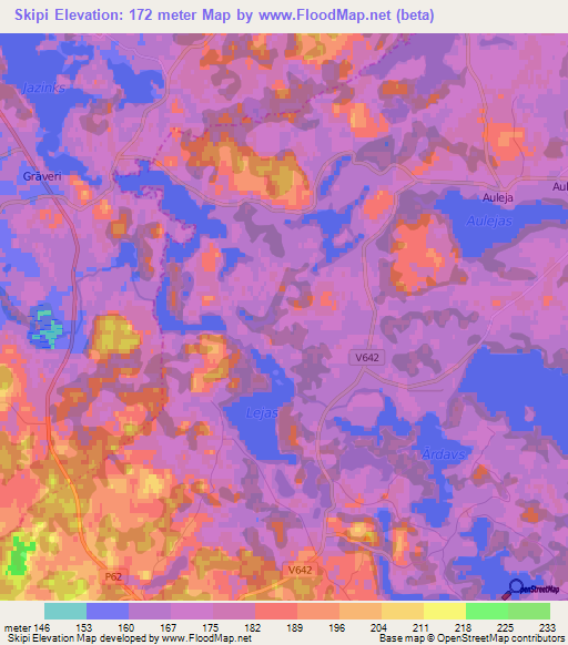 Skipi,Latvia Elevation Map