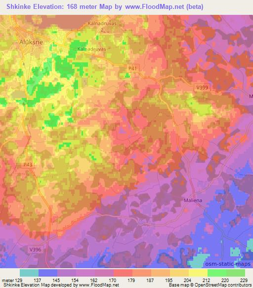 Shkinke,Latvia Elevation Map