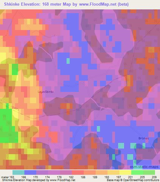 Shkinke,Latvia Elevation Map