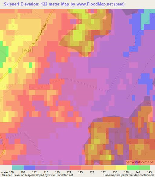 Skieneri,Latvia Elevation Map