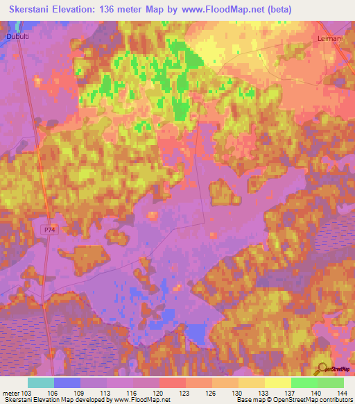 Skerstani,Latvia Elevation Map