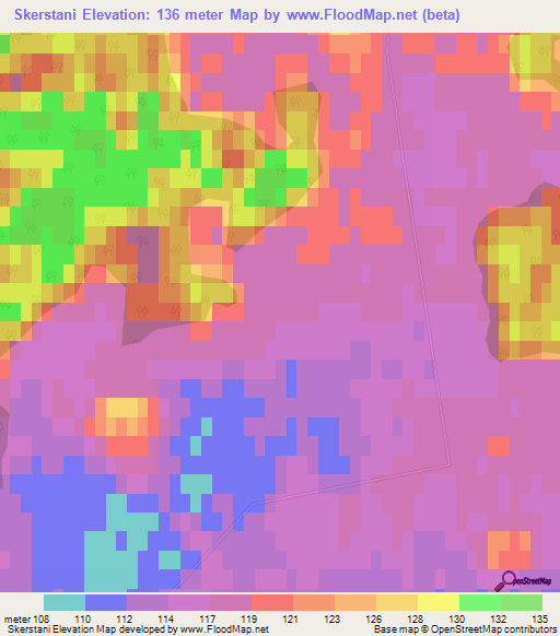 Skerstani,Latvia Elevation Map