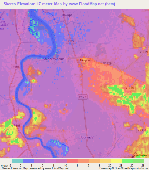 Skeres,Latvia Elevation Map