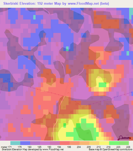 Skerbiski,Latvia Elevation Map