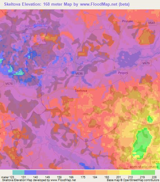 Skeltova,Latvia Elevation Map