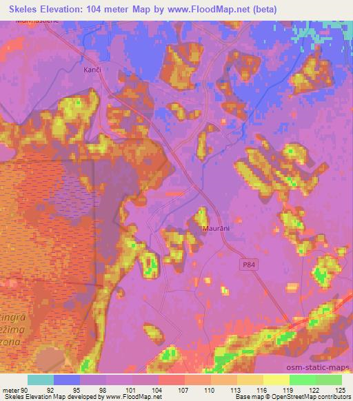 Skeles,Latvia Elevation Map