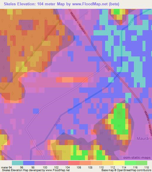 Skeles,Latvia Elevation Map