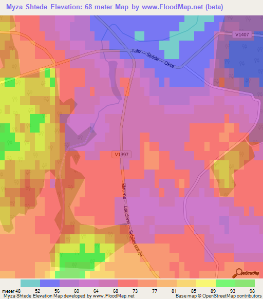 Myza Shtede,Latvia Elevation Map