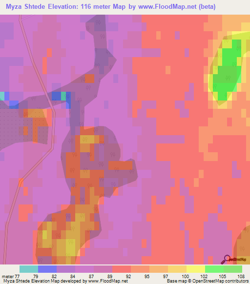 Myza Shtede,Latvia Elevation Map