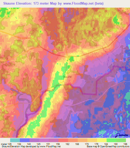 Skaune,Latvia Elevation Map